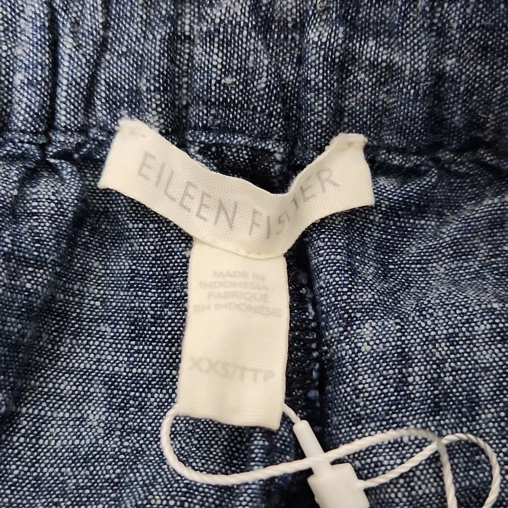 NWT Eileen Fisher Hemp Organic Cotton Chambray Straight Pants. Size XXS - Picture 8 of 10